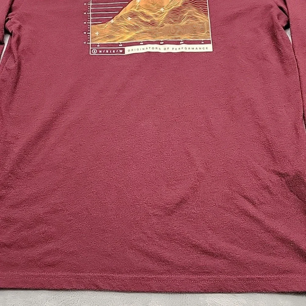 Under Armour Shirt Boys Large Maroon Topographic Map Long Sleeve Activewear TEE